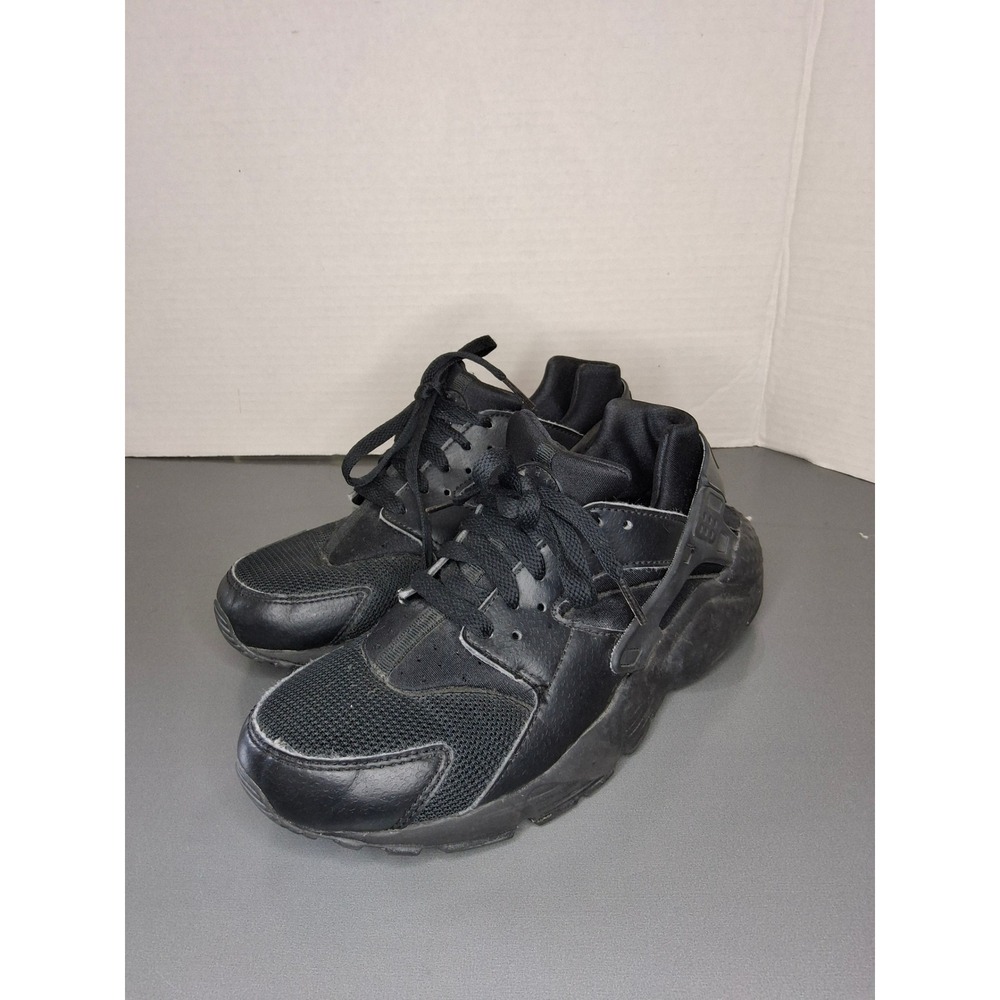 Nike Air Huarache Run GS Triple Black Sneakers 654275-016 Kids Size 6Y